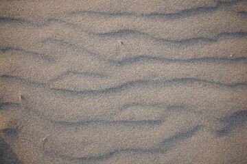 Fototapeta na wymiar Sand dunes created by the wind. Lay flat