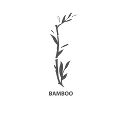 Bamboo silhouette on a white background. Bamboo branch as a logo or designation, decoration.