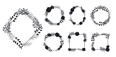  Floral Frames Vector Silhouettes
