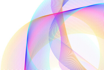 Abstract spiral rainbow design element on white background of twist lines. Vector Illustration eps 10. Colourful waves with lines created using Blend Tool. Templates for multipurpose presentation