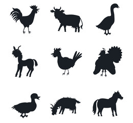 Set of different types of Animal Vector Silhouettes