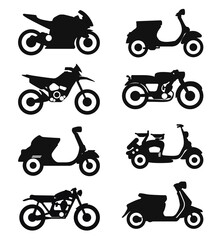  Flat Motorcycle Vectors Silhouettes