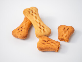 Bone shaped dog biscuits.