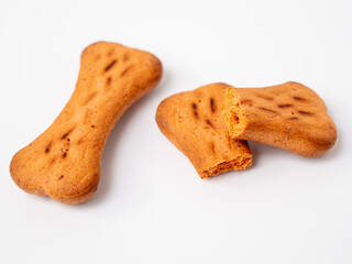 Bone shaped dog biscuits.