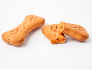 Bone shaped dog biscuits.
