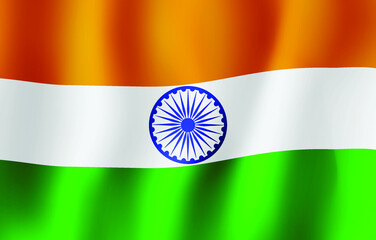 silky floating Indian flag background. National India flag. Vector illustration. EPS10.