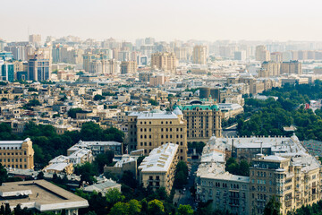Fototapeta premium Panoramic view of Baku - the capital of Azerbaijan located by the Caspian See shore.
