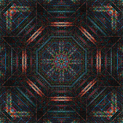 Abstract digital fractal pattern. Round mandala decorative ornament pattern.