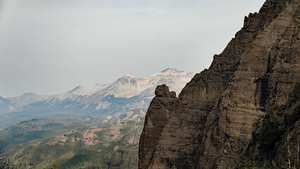 Stunning view from Ingram Falls  of the surrounding rock faces in the San Juan Mountains of Colorado