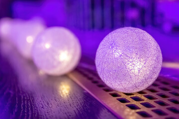 luminous balls with purple light
