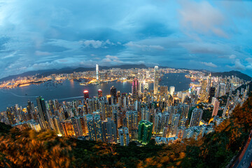 Night view of Victoria Harbour in Hong Kong