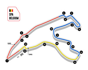 Race tracks, circuit for motorsport and auto sport. Spa, Belgium.