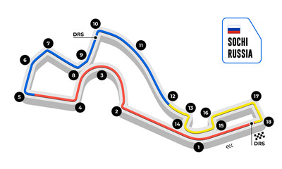 Race tracks, circuit for motorsport and auto sport. Sochi, Russia.