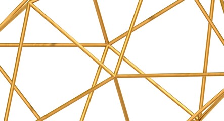 Golden abstract lines on white background 3D rendering