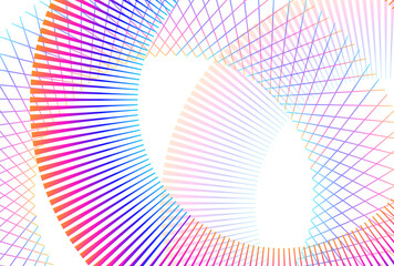 Abstract spiral rainbow design element on white background of twist lines. Vector Illustration eps 10. Colourful waves with lines created using Blend Tool. Templates for multipurpose presentation