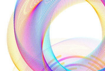 Abstract spiral rainbow design element on white background of twist lines. Vector Illustration eps 10. Colourful waves with lines created using Blend Tool. Templates for multipurpose presentation