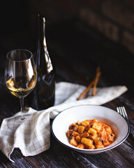 Appetizing dish on a dark wooden table. Food photography. Still life