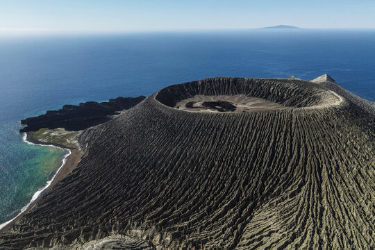 Aerial view of Isla san Benedicto, Colima, Mexico.