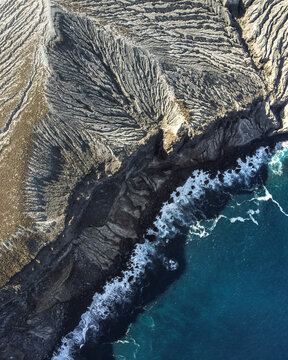Aerial view of Isla san Benedicto coastline, Colima, Mexico.