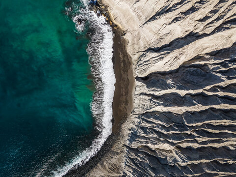 Aerial view of Isla san Benedicto, a volcanic island, Colima, Mexico.