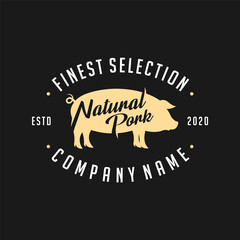 pork restaurant logo with hipster concept