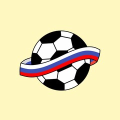 Football themed logo vector design wrapped with the national flag of Russia