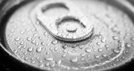 Wet beer can seal macrophoto