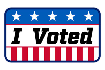 I Voted with stars and stripes in red, white, and blue - Vector Illustration