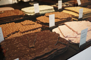Chocolate chunks in window display