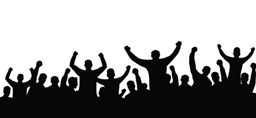 Angry group of people protest. Cartoon stickman are protestation, protest, manifestation, protesting, demonstration, activists. Disco, jump and dance party