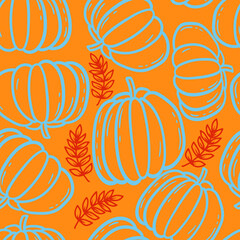 Fototapeta na wymiar autumn pumpkin seasonal vector seamless pattern