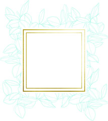 botanical minimalism line art leaves vector frame