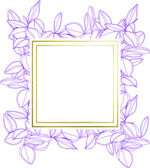 botanical minimalism line art leaves vector frame