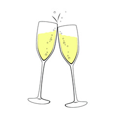 Two sparkling glasses isolated on a white background