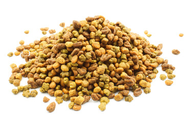 Dog food, kibble on a white background