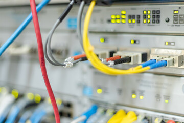 Network switches and cables connected to the  data centers