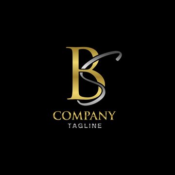 luxury letter BS gold logo design