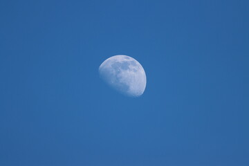 Waxing gibbous moon in the evening sky