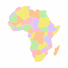 Africa political map. Low detailed. Solid simple style. Pastel colours. Vector editable