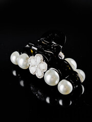 hair clip with rhinestones for women shiny on a white background