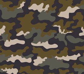 Fototapeta premium Vector camouflage forest pattern disguise, seamless modern background. Army print. Hunting texture.