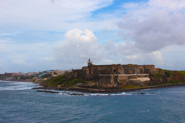 Fototapeta na wymiar The wall of fort San Cristobal in San Juan, Puerto Rico