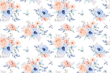 Watercolor Flower Seamless Pattern - 24