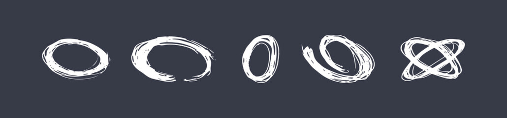 outline circles set - hand drawing by pen. handwriting - vector elements for design set. careless oval and circle - geometric shapes for a banner