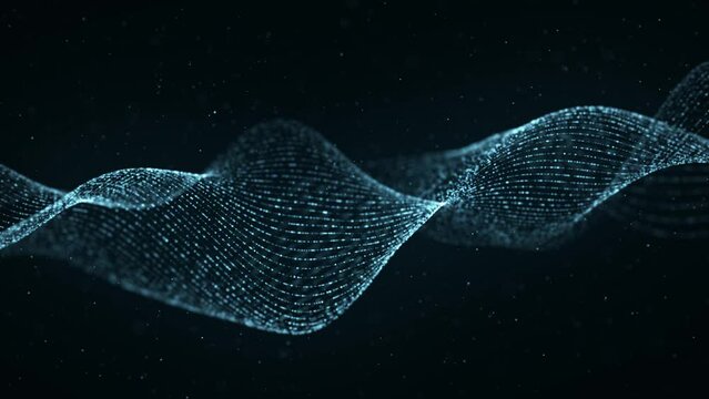 青の抽象的なデジタルの波。3DCGのテクノロジー背景