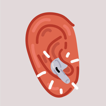 Vector Illustration Of Wireless Air Pod In Ear