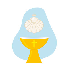 baptismal font and baptismal shell-vector illustration