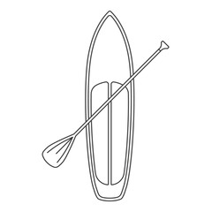 SUP (Stand Up Paddle) black outline- vector illustration
