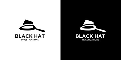 Modern and unique black hat detective illustration logo design 3