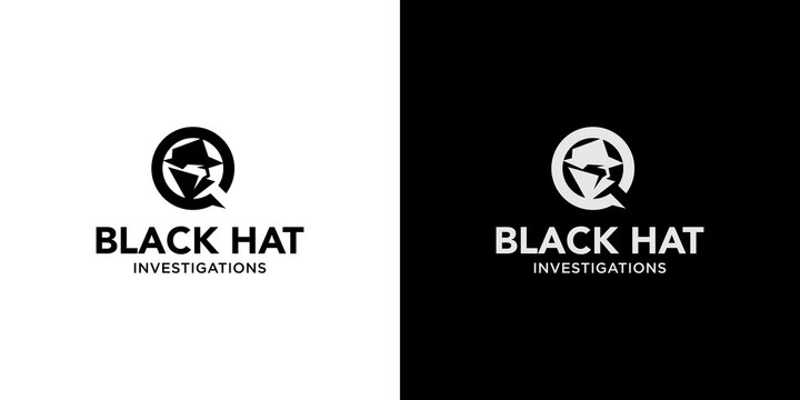 Modern and unique black hat detective illustration logo design 8